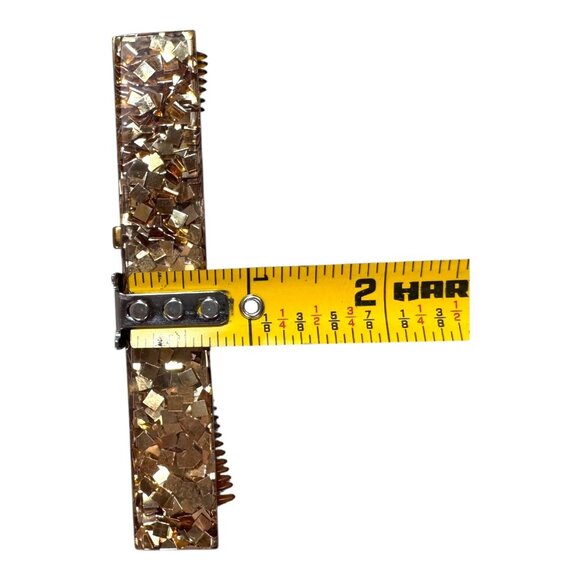 Vintage Lucite Gold Glitter Hair Comb Glittery Mosaic Retractible Tortoise Shell - Picture 6 of 7